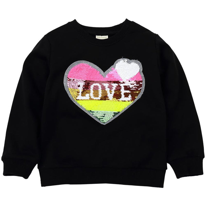 Gilrs Sequin Love Long Sleeve Casual Tees Wholesale - PrettyKid