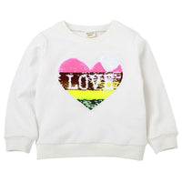 Gilrs Sequin Love Long Sleeve Casual Tees Wholesale - PrettyKid