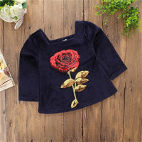 Girls Sequins Rose Long Sleeve Tops Toddler Wholesale - PrettyKid