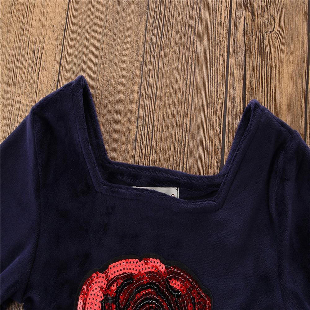 Girls Sequins Rose Long Sleeve Tops Toddler Wholesale - PrettyKid