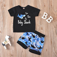 Boys Shark Short Sleeve T-shirt & Shorts Wholesale Toddler Boy Clothes - PrettyKid