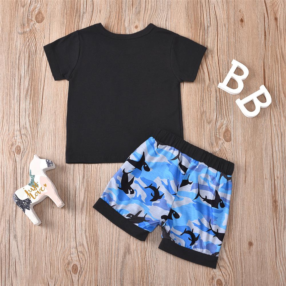 Boys Shark Short Sleeve T-shirt & Shorts Wholesale Toddler Boy Clothes - PrettyKid