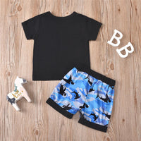 Boys Shark Short Sleeve T-shirt & Shorts Wholesale Toddler Boy Clothes - PrettyKid