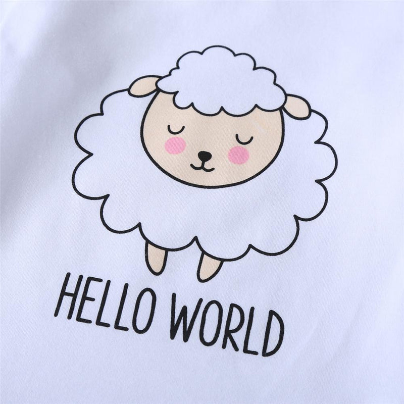 Baby Sheep Printing Long Sleeve Romper & Pants & Hat Baby Wholesale Suppliers - PrettyKid
