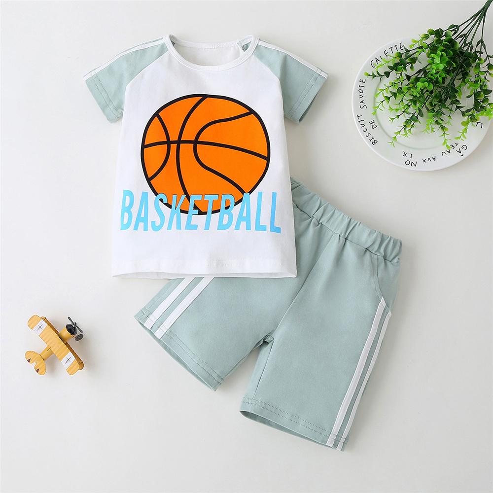 Toddler Boys Short Sleeve Basketball Rugby Letter Printed Top & Shorts Boy baby girl wholesale boutique clothing - PrettyKid