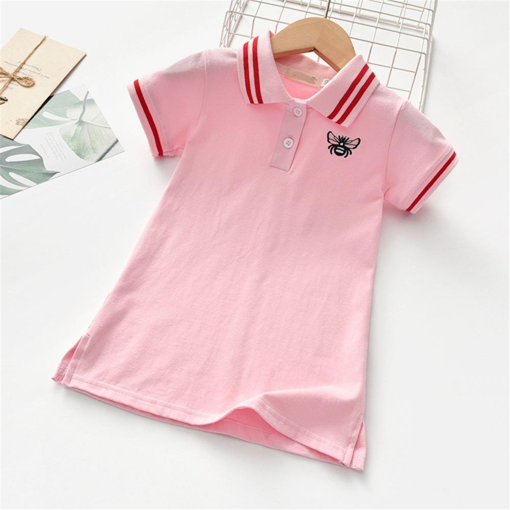 Toddler Girls Short Sleeve Beer Embroidery Dress trendy children's clothes wholesale - PrettyKid