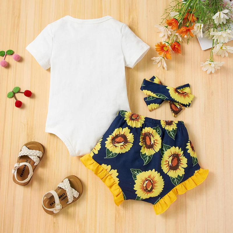 Baby Girls Black Flying Sleeve Romper & Leopard Shorts baby clothes wholesale usa - PrettyKid