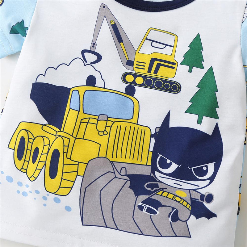Toddler Boys Short Sleeve Cartoon Printed Top & Shorts buy kids clothes wholesale - PrettyKid