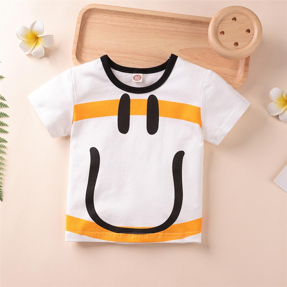 Unisex Short Sleeve Cartoon Smiley Printed T-Shirts children's loungewear wholesale - PrettyKid