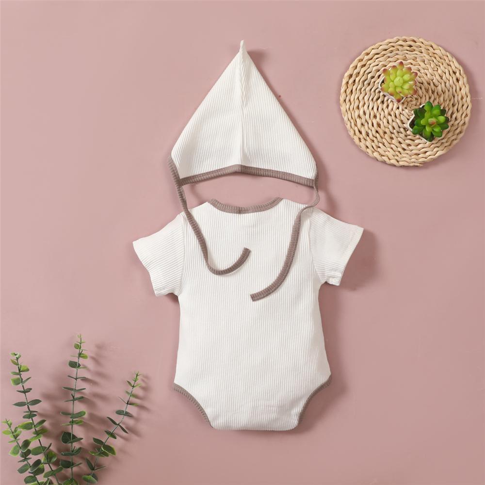 Baby Short Sleeve Casual Romper & Hat little girl boutique clothing wholesale - PrettyKid