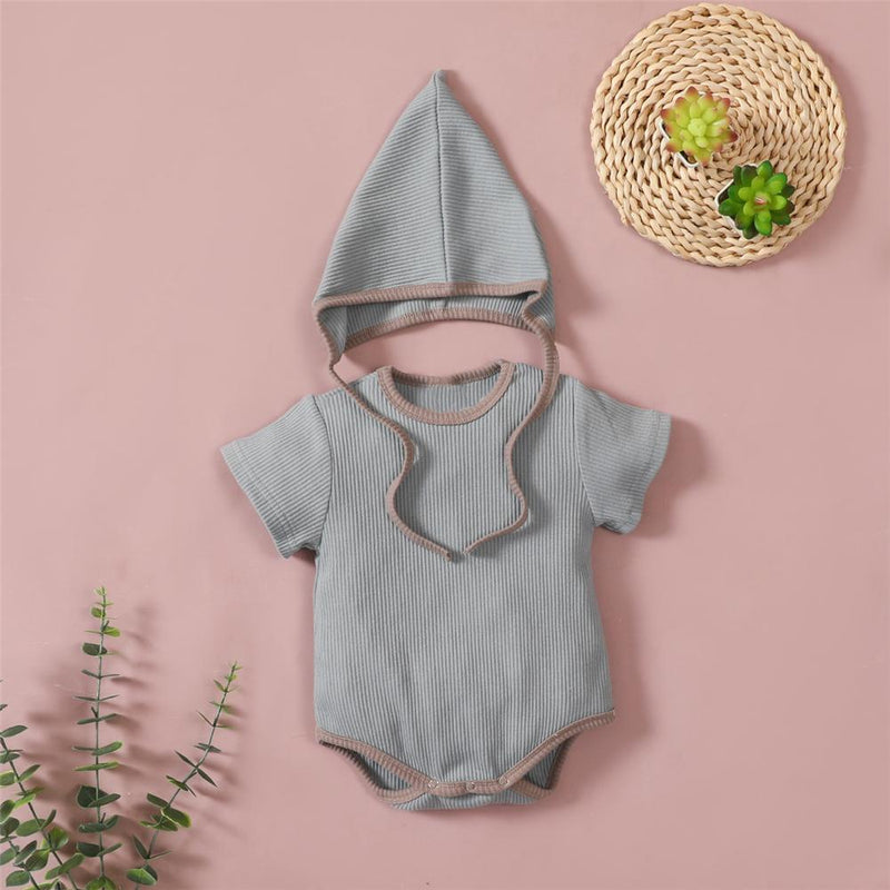 Baby Short Sleeve Casual Romper & Hat little girl boutique clothing wholesale - PrettyKid