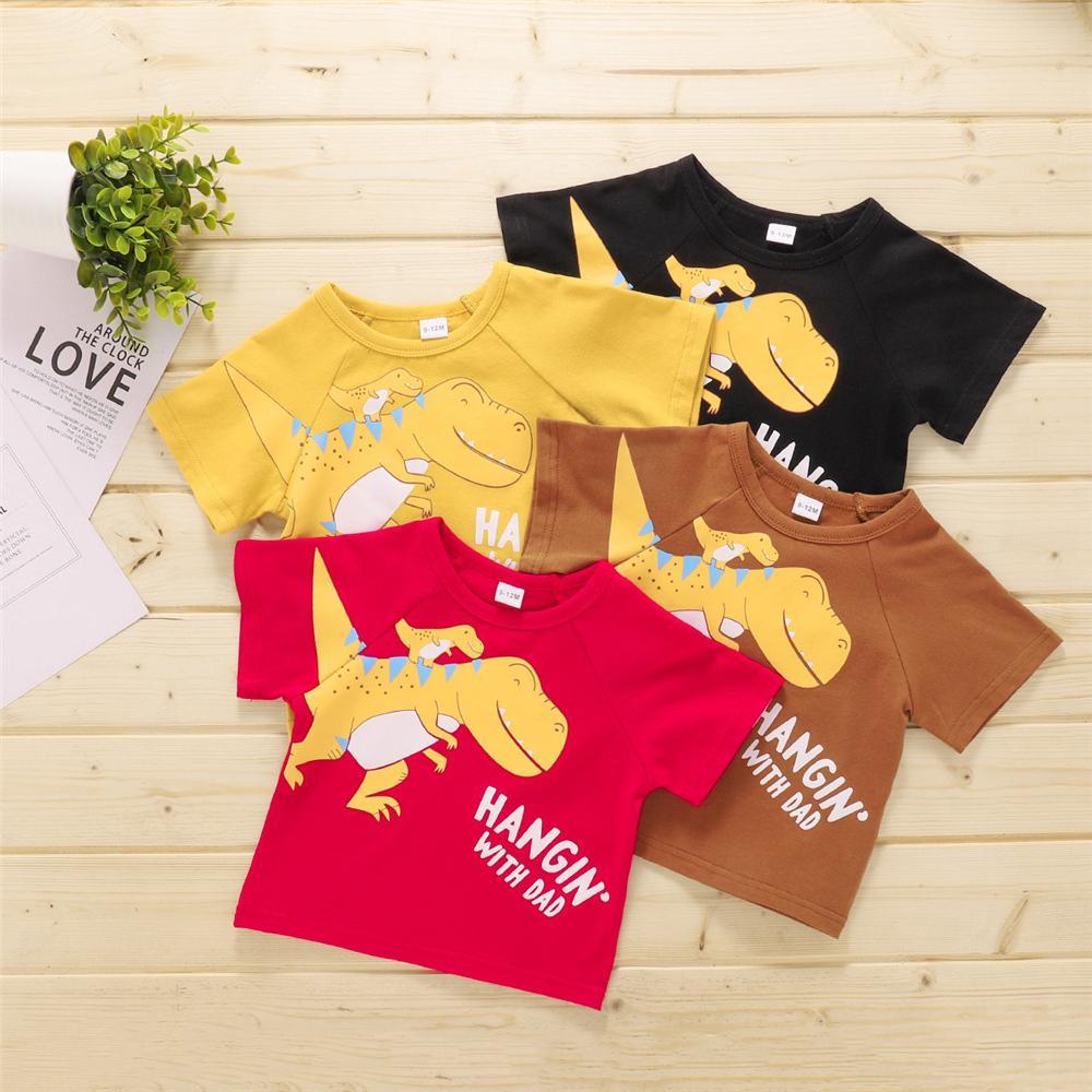 Baby Boys Short Sleeve Dinosaur Letter Printed T-shirts bulk buy kids clothes - PrettyKid