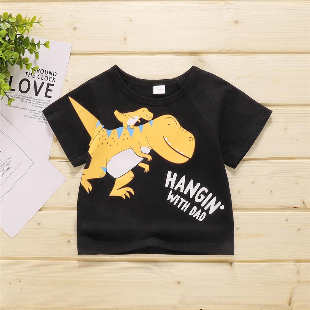 Baby Boys Short Sleeve Dinosaur Letter Printed T-shirts bulk buy kids clothes - PrettyKid