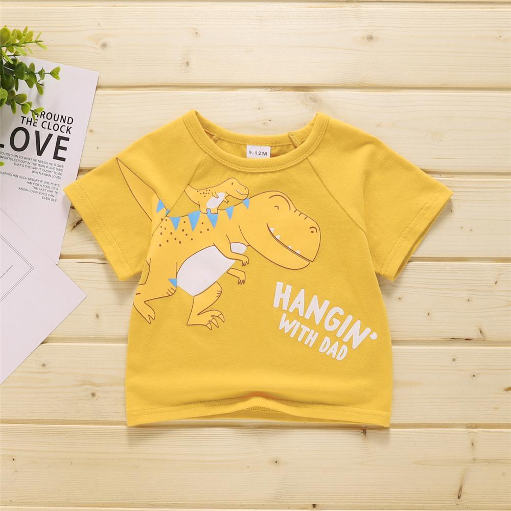 Baby Boys Short Sleeve Dinosaur Letter Printed T-shirts bulk buy kids clothes - PrettyKid