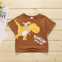 Baby Boys Short Sleeve Dinosaur Letter Printed T-shirts bulk buy kids clothes - PrettyKid