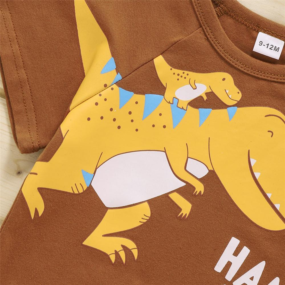 Baby Boys Short Sleeve Dinosaur Letter Printed T-shirts bulk buy kids clothes - PrettyKid