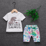 Baby Boys Short Sleeve Dinosaur Letter Printed Top & Shorts baby boy clothes wholesale kids clothing online - PrettyKid