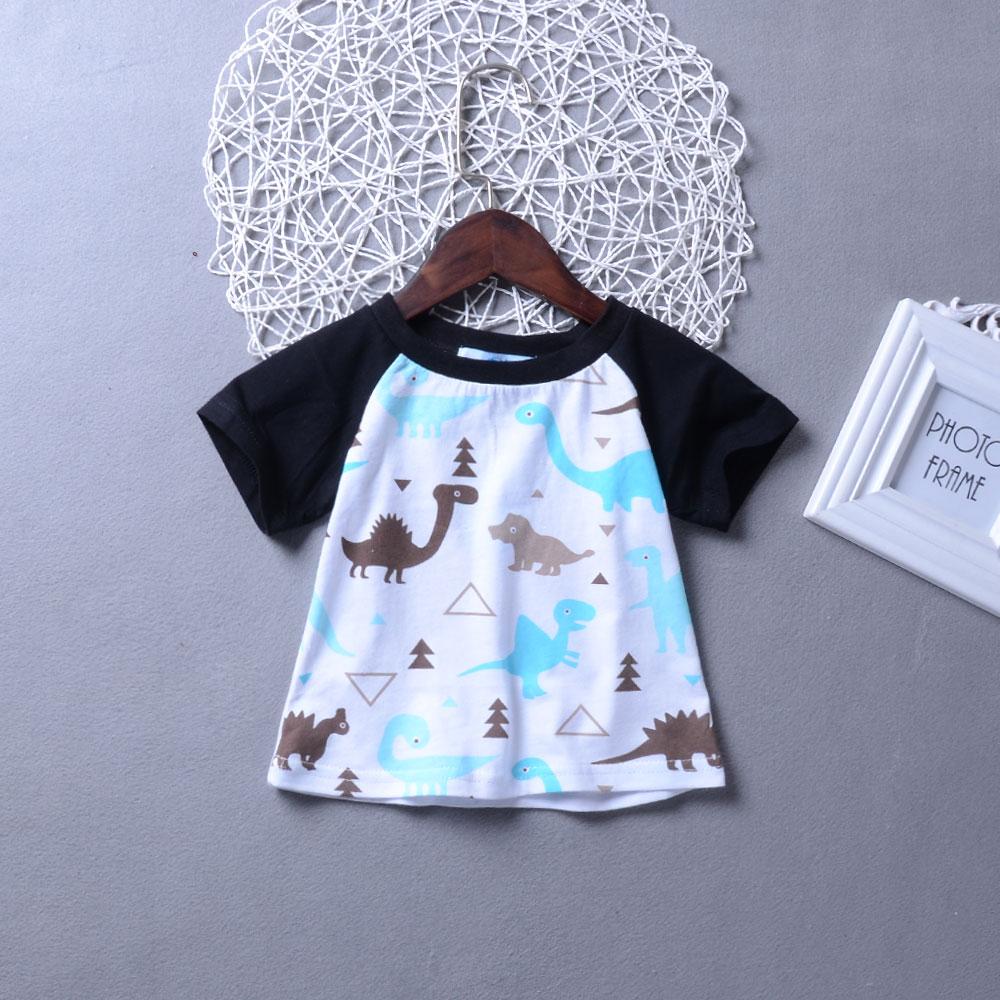 Boys Short Sleeve Dinosaur Printed Top & Ripped Jeans Wholesale Baby Boy Boutique - PrettyKid