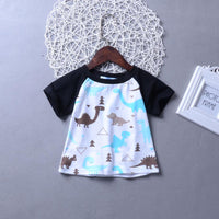 Boys Short Sleeve Dinosaur Printed Top & Ripped Jeans Wholesale Baby Boy Boutique - PrettyKid
