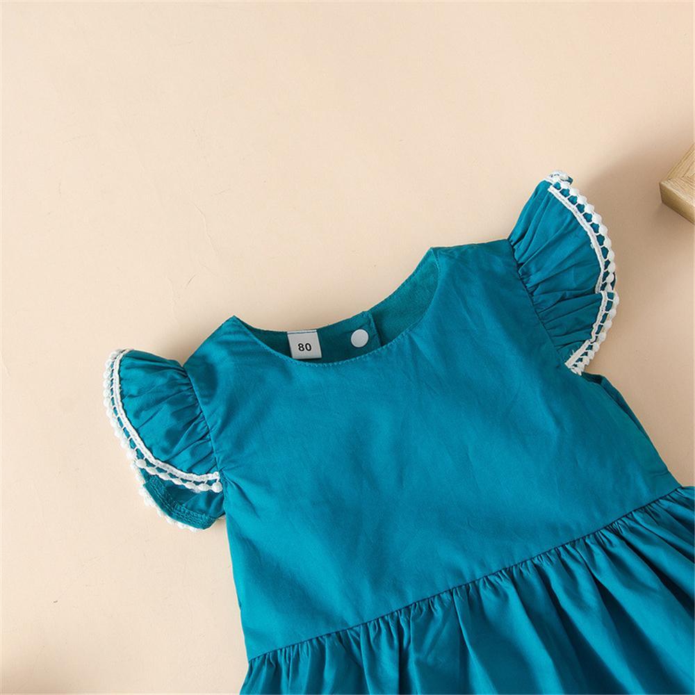 Girls Short Sleeve Hollow Out Sweet Dress Wholesale Little Girl Dresses - PrettyKid