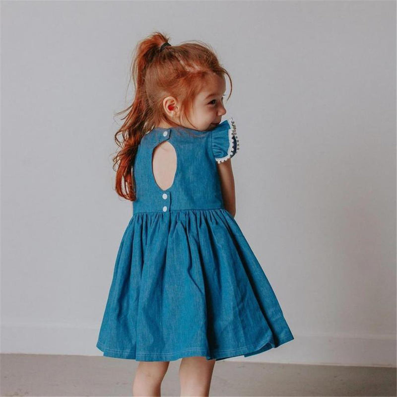 Girls Short Sleeve Hollow Out Sweet Dress Wholesale Little Girl Dresses - PrettyKid