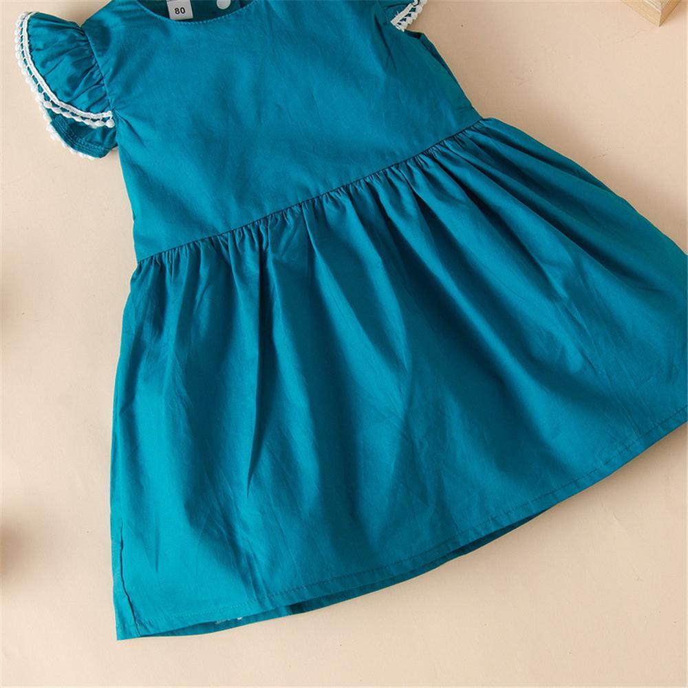 Girls Short Sleeve Hollow Out Sweet Dress Wholesale Little Girl Dresses - PrettyKid