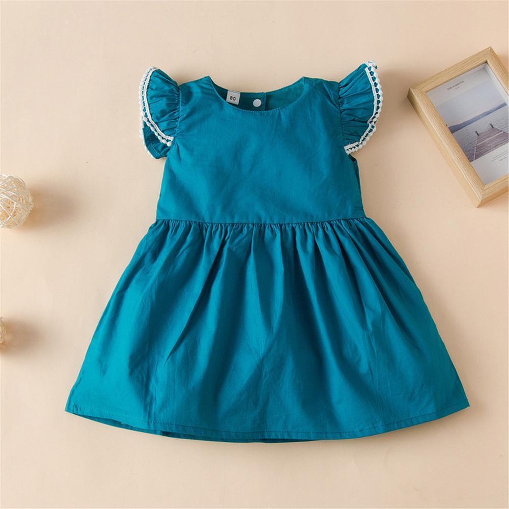 Girls Short Sleeve Hollow Out Sweet Dress Wholesale Little Girl Dresses - PrettyKid