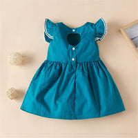 Girls Short Sleeve Hollow Out Sweet Dress Wholesale Little Girl Dresses - PrettyKid