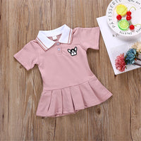 Girls Short Sleeve Lapel Cartoon Puppy Dress Wholesale Girl Dresses - PrettyKid