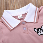 Girls Short Sleeve Lapel Cartoon Puppy Dress Wholesale Girl Dresses - PrettyKid