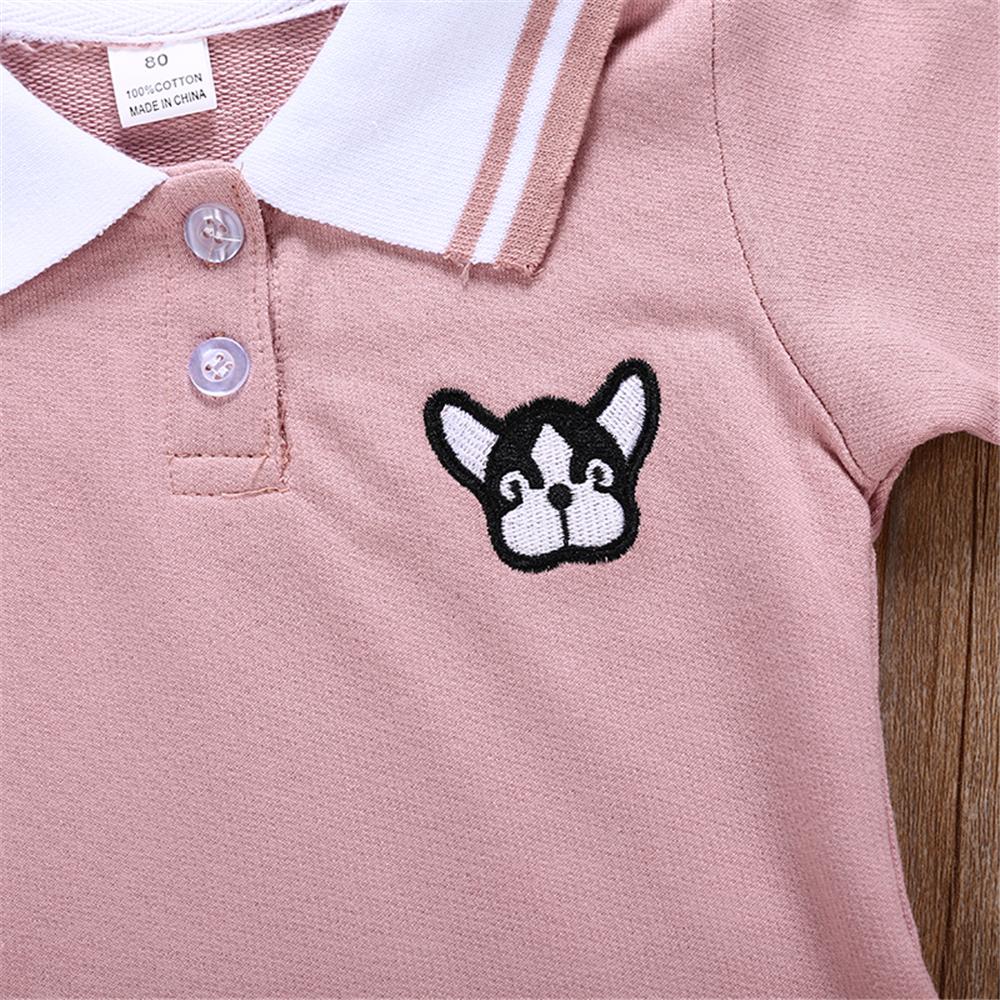 Girls Short Sleeve Lapel Cartoon Puppy Dress Wholesale Girl Dresses - PrettyKid