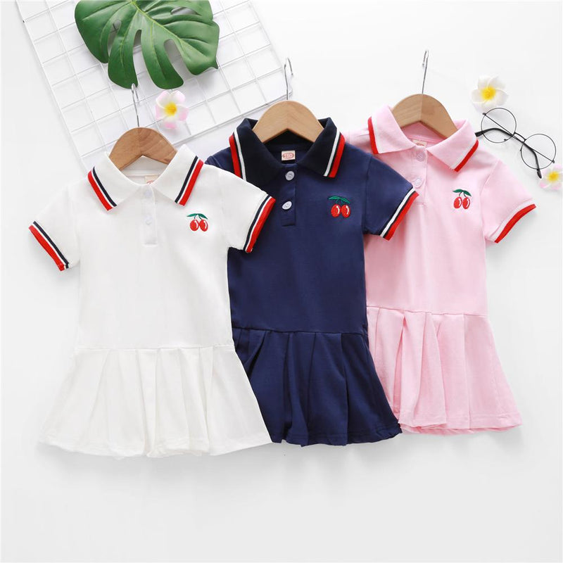 Toddler Girls Short Sleeve Lapel Fruit Dress stylish children's clothing wholesale - PrettyKid