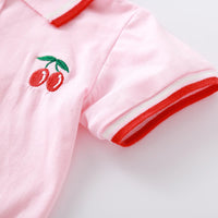 Toddler Girls Short Sleeve Lapel Fruit Dress stylish children's clothing wholesale - PrettyKid