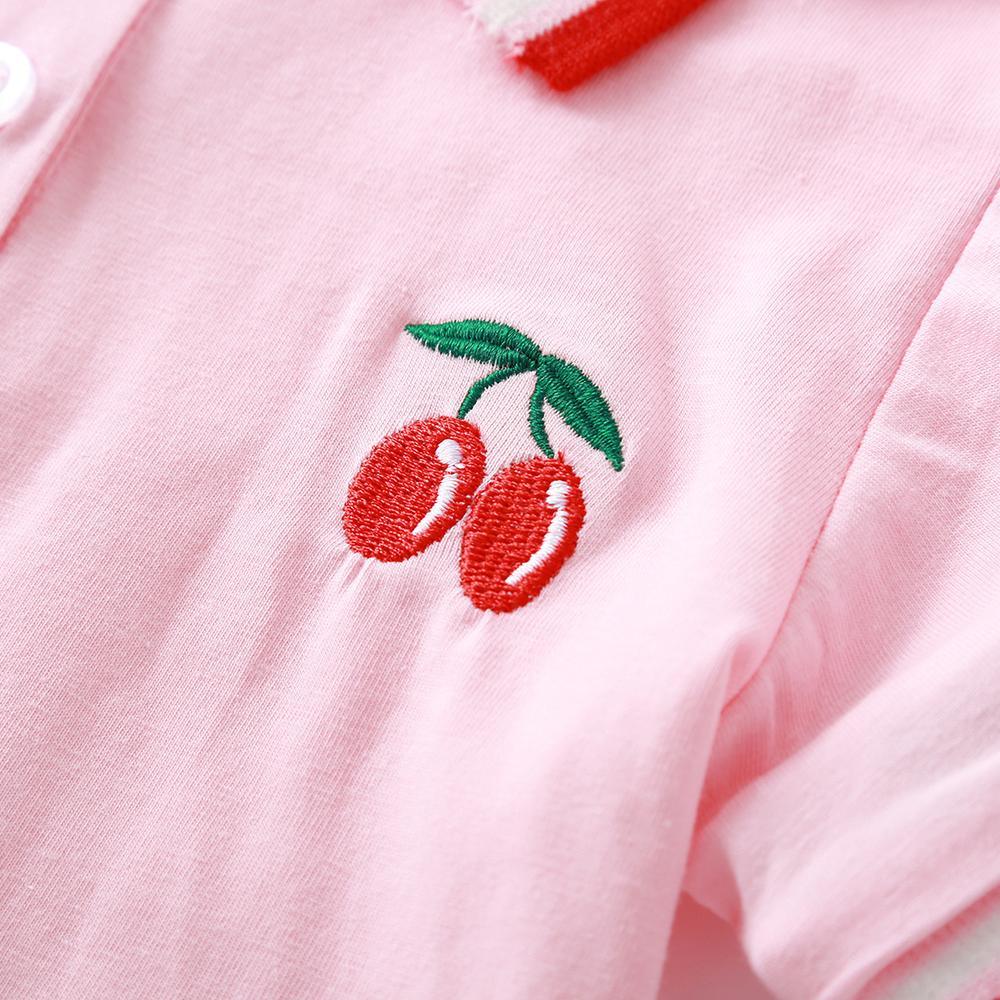 Toddler Girls Short Sleeve Lapel Fruit Dress stylish children's clothing wholesale - PrettyKid