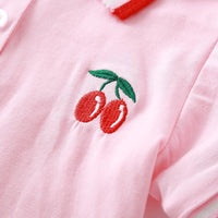 Toddler Girls Short Sleeve Lapel Fruit Dress stylish children's clothing wholesale - PrettyKid