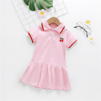Toddler Girls Short Sleeve Lapel Fruit Dress stylish children's clothing wholesale - PrettyKid