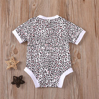 Baby Girls Short Sleeve Leopard Button Romper Bulk Baby Clothes Online - PrettyKid