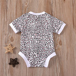 Baby Girls Short Sleeve Leopard Button Romper Bulk Baby Clothes Online - PrettyKid
