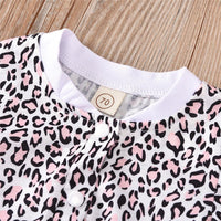 Baby Girls Short Sleeve Leopard Button Romper Bulk Baby Clothes Online - PrettyKid