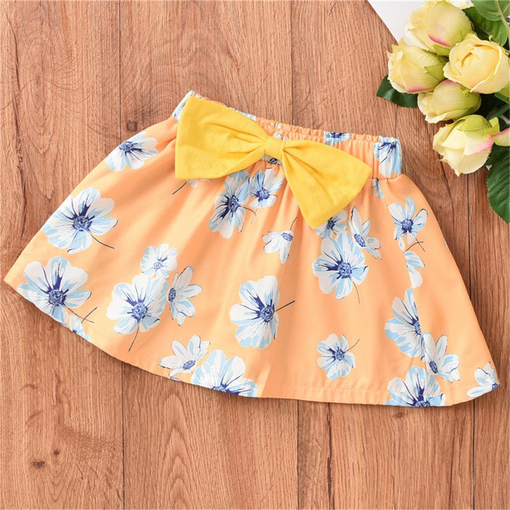 Toddler Girls Short Sleeve Letter Flower Printed Top & Skirt Buy Clothes little girl leggings wholesale - PrettyKid