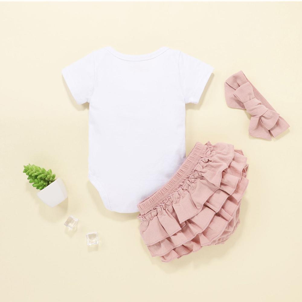 Baby Girls Short Sleeve Letter Mama's Girls Romper & Shorts & Headband Baby Wholesale Suppliers - PrettyKid