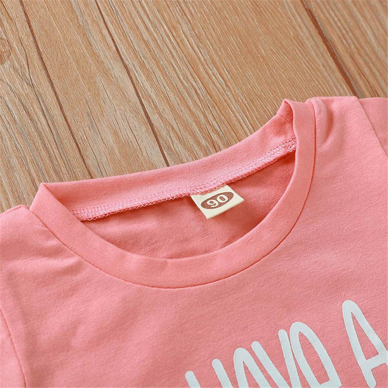 Girls Short Sleeve Letter Printed Cotton Tees Girls Clothing Wholesalers - PrettyKid