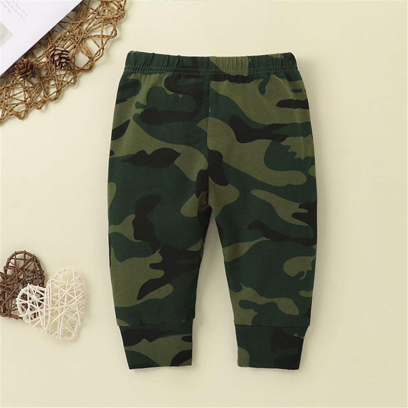 Baby Boys Short Sleeve Letter Printed Top & Camo Pants Baby clothing vendors - PrettyKid