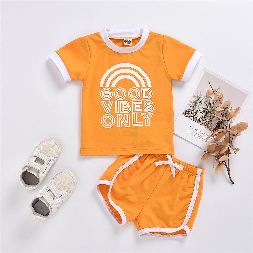 Baby Short Sleeve Letter Printed Top & Shorts Baby Clothing Distributor - PrettyKid