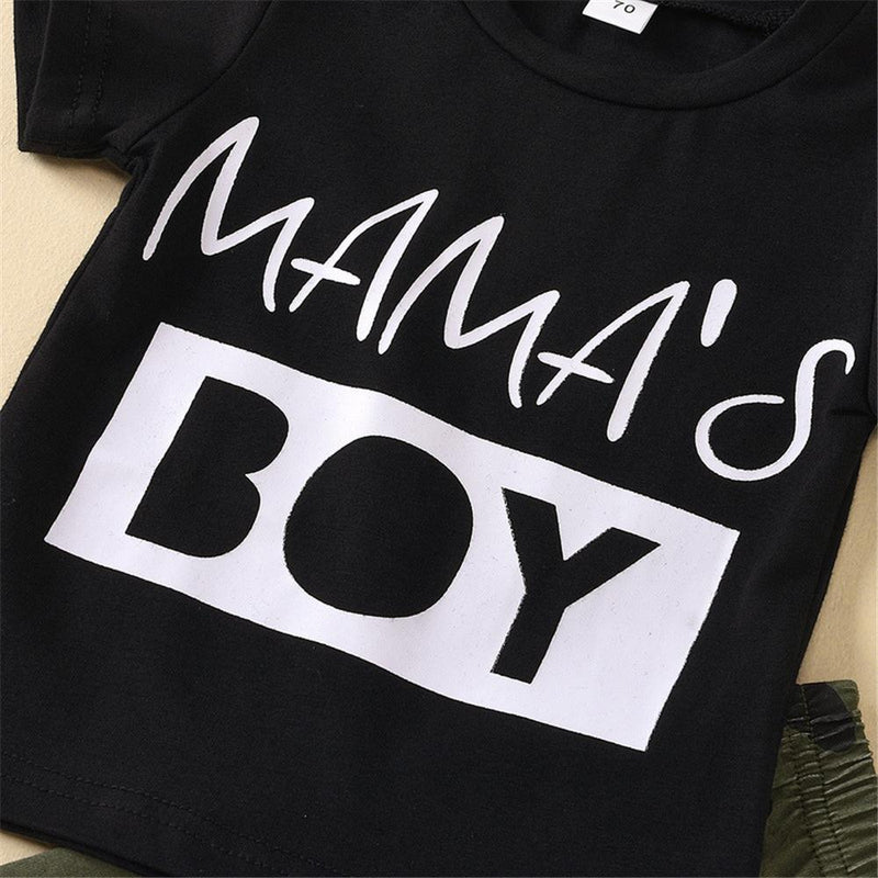 Baby Boys Short Sleeve Mama's Boy Printed Top & Camo Pants Wholesale clothes Baby - PrettyKid