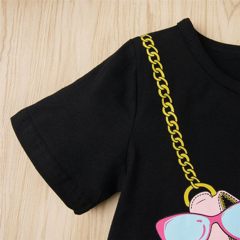 Girls Short Sleeve Messenger Bag Printed Top Wholesale Baby Girl clothing - PrettyKid