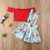 Girls Short Sleeve Off Shoulder Top & Suspender Skirt Wholesale Boutique Kid clothes - PrettyKid