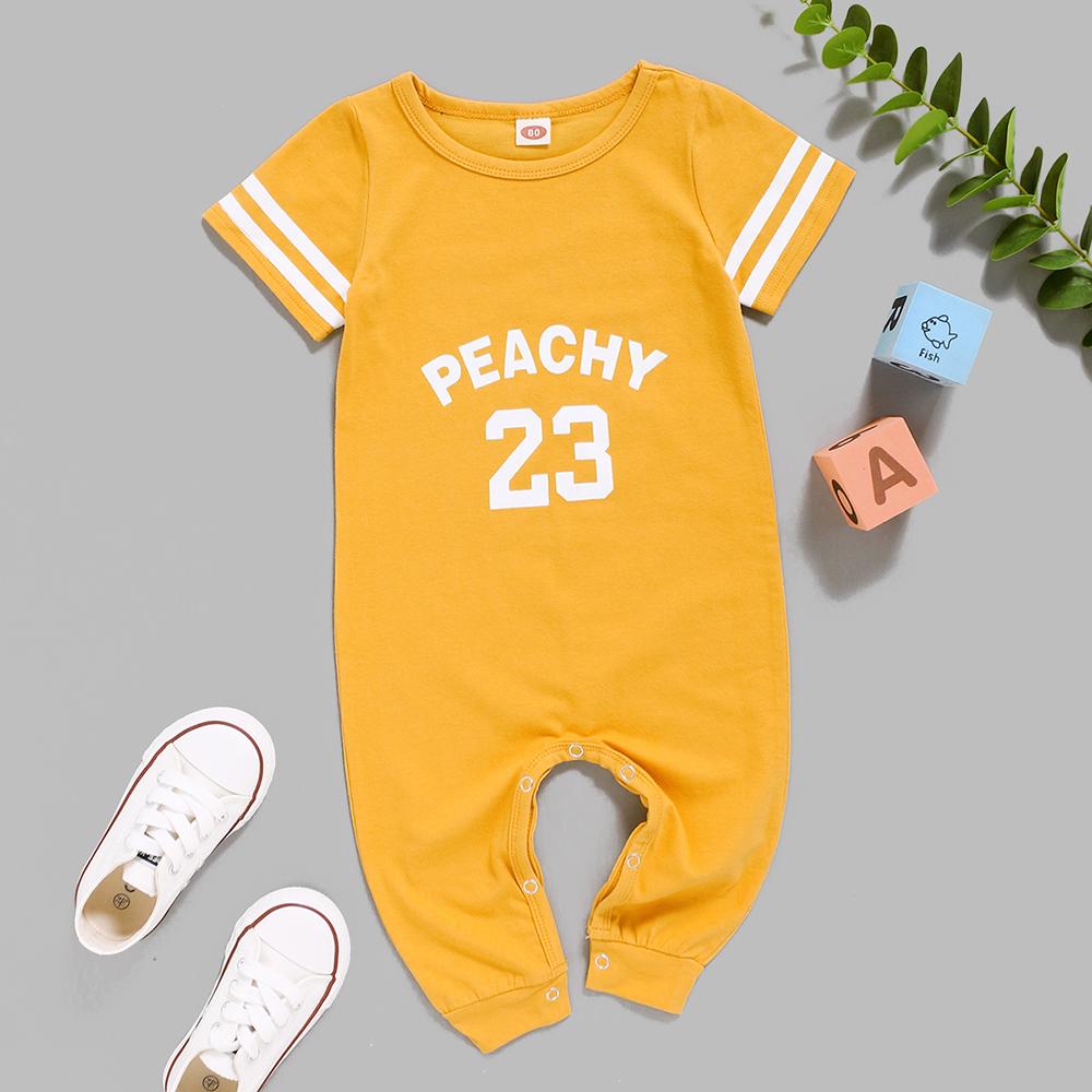 Baby Boys Short Sleeve Peachy Printed Striped Romper Baby clothes Cheap Wholesale - PrettyKid