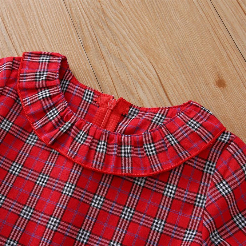 Girls Short Sleeve Plaid Bow Decor Dress Girls clothes Wholesalers - PrettyKid