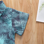 Toddler Boys Short Sleeve Plant Print Lapel Top & Shorts Kids Wholesale Clothing - PrettyKid